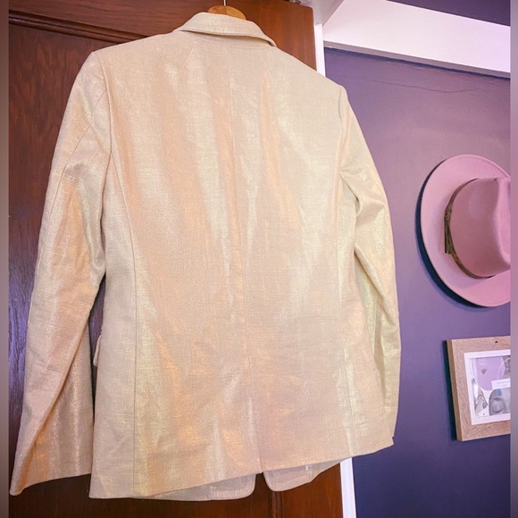 NWOT: J Crew Gold Shimmer Suiting Blazer Fully Lined (Retail $248) - Picture 6 of 8
